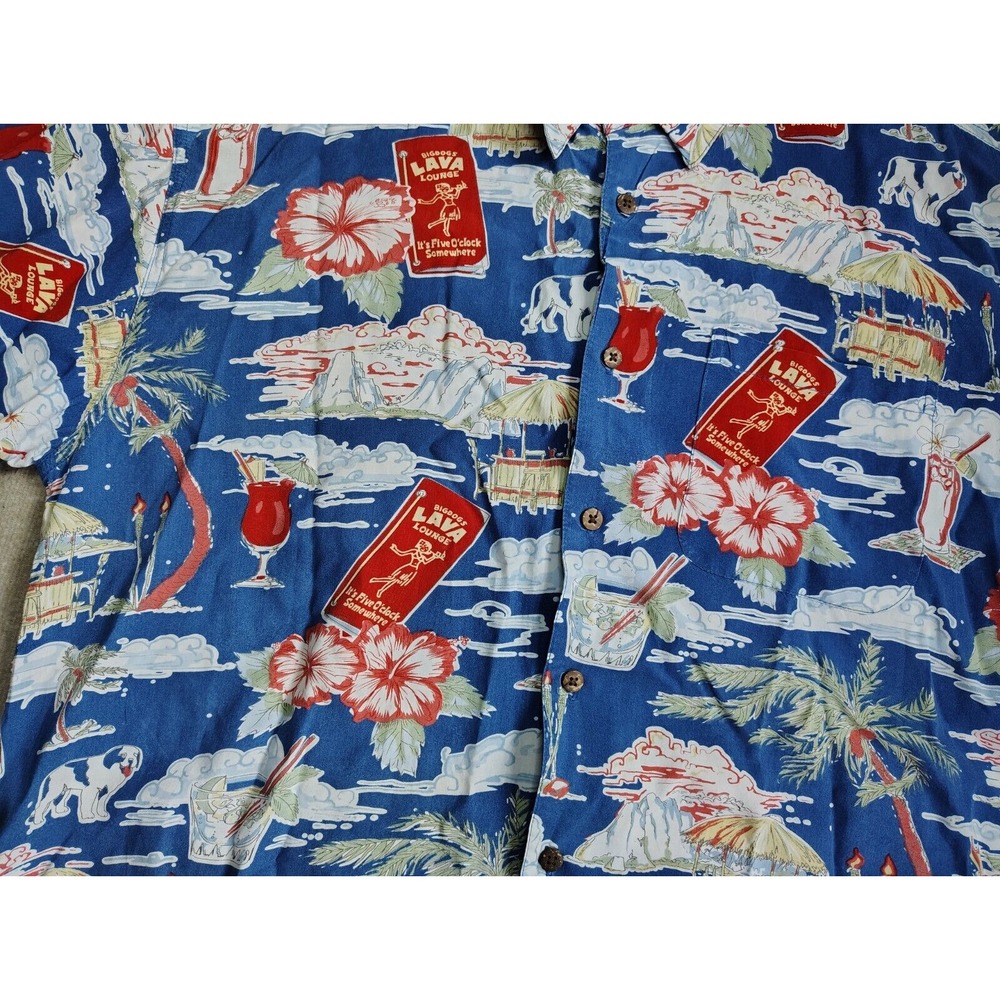 Big Dogs Shirt Cruise Tropical Alcohol Cocktail Button Up Lava Lounge Large‎ - Picture 2 of 7